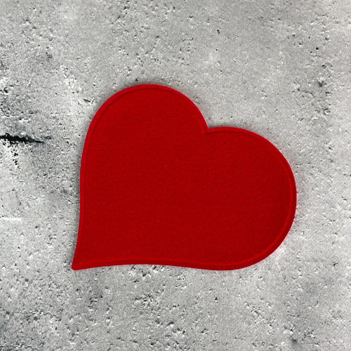 名入れ 刺繍フェルトコースター ハート型 レッド(50枚〜)