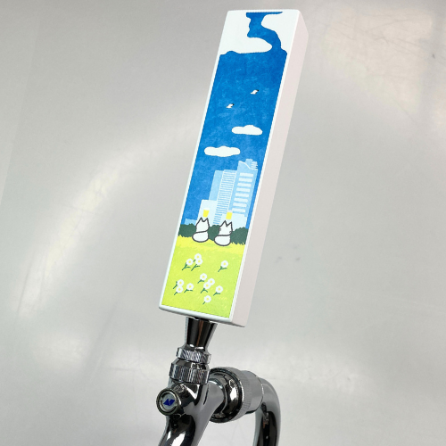 【角形M】1面印刷木製ホワイトタップハンドル(1本〜)